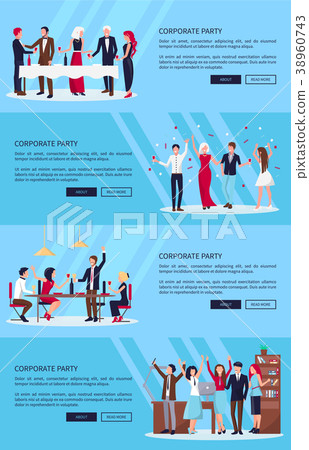 Corporate Party Set of Three Vector Illustration - Stock Illustration ...