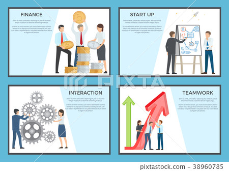 Set of Cartoon Style Posters Dedicated to Business Set of Cartoon Style Posters Dedicated to Business 38960785