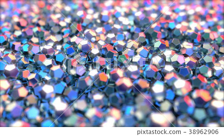 Dodecahedron metallic pieces reflecting red and Dodecahedron metallic pieces reflecting red and 38962906