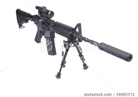 rifle with bipod isolated on a white background 38965572