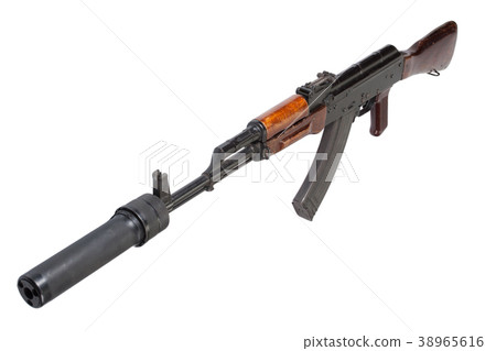 Kalashnikov with silencer isolated on white Kalashnikov with silencer isolated on white 38965616