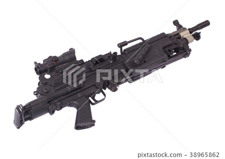 modern M249 us army machine gun isolated on white 38965862