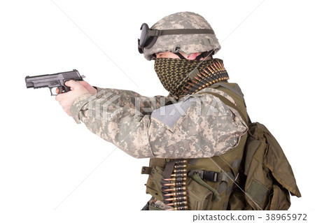 U.S. Army Infantryman on white background 38965972