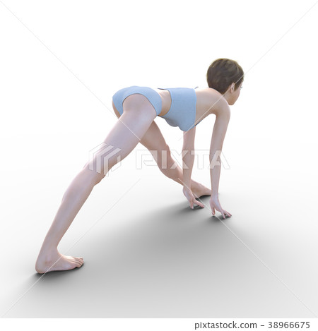 Young women yoga posing realing 3D CG illustration material 38966675