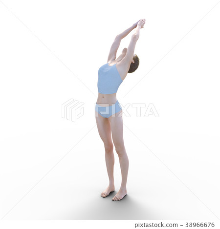 Young women yoga posing realing 3D CG illustration material 38966676
