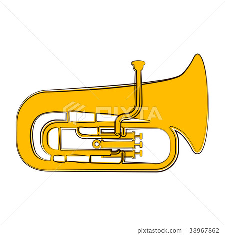 Isolated tuba sketch. Musical instrument 38967862