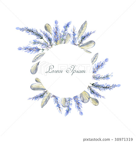 Watercolor hand drawn frame. Invitation template 38971319