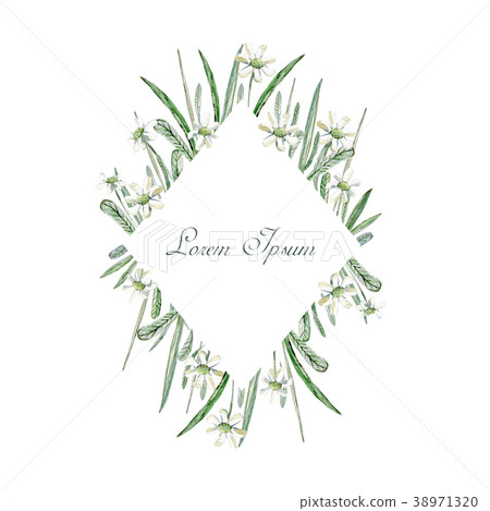 Watercolor hand drawn frame. Invitation template 38971320