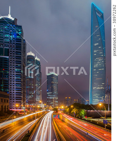 Cityscape of road and business Cityscape of road and business 38972262