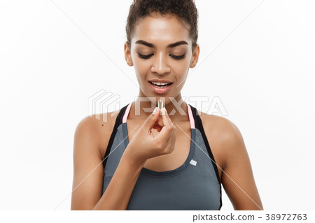 Healthy and Fitness concept - Closeup portrait of 38972763