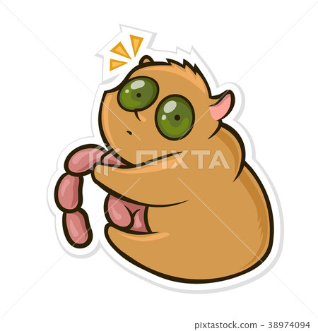 Sticker for messenger with funny animal. Hungry Sticker for messenger with funny animal. Hungry 38974094