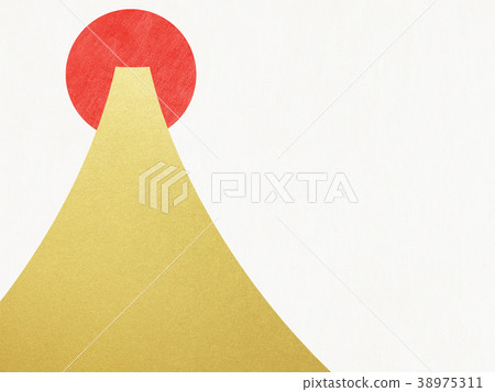 日本紙 - 富士山 - 背景 - 日出 - 金箔 - 現代 38975311