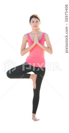 Lady in yoga action Lady in yoga action 38975406
