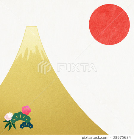 日本紙 - 富士山 - 背景 - 日出 - 金箔 - 現代 38975684