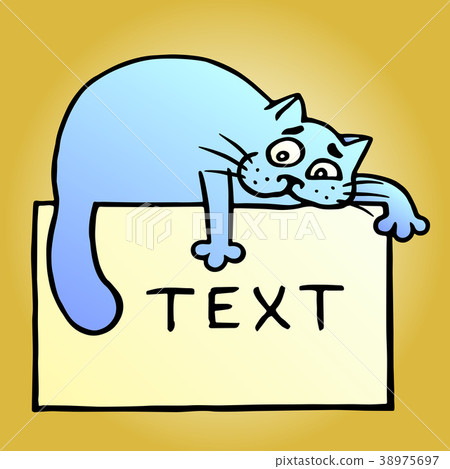 Cartoon blue cat and text on yellow sheet. Vector Cartoon blue cat and text on yellow sheet. Vector 38975697