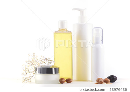 Argan products on white background Argan products on white background 38976486
