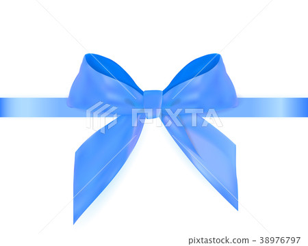 Decorative blue bow with blue ribbon isolated on 38976797