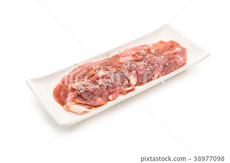 fresh pork sliced with sauce and sesame 38977098