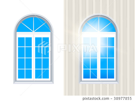 Closed Italian Window. Isolated on White. Layered Closed Italian Window. Isolated on White. Layered 38977855