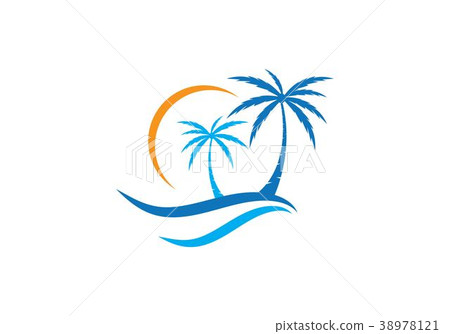 Palm tree summer logo template 38978121