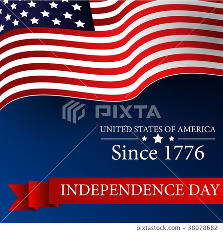 Happy Independence day 4th july with waving flag 38978682