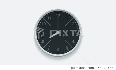 Office wall clock displays 8 oclock. 3D rendering Office wall clock displays 8 oclock. 3D rendering 38979372