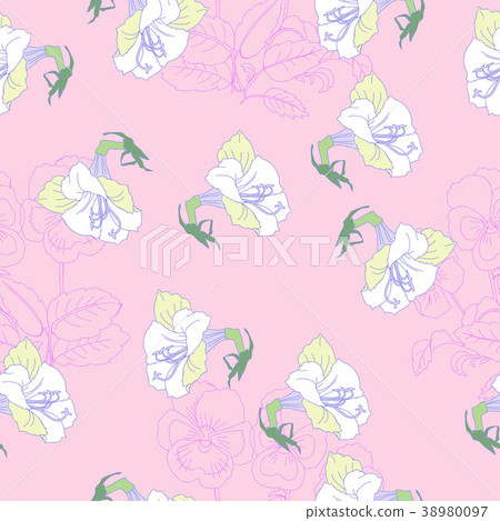 Pink Seamless pattern  with flowers 38980097