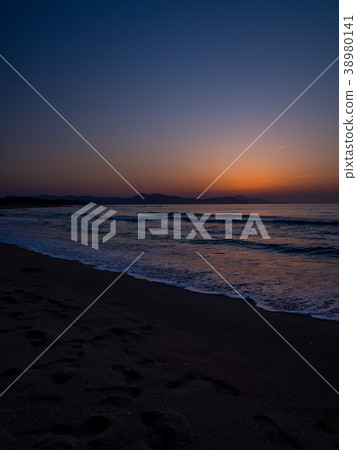 A sunset at the Gaura coast, which is selected as one of the 100 sunset views. A scenic spot at the Kyotango sunset. 38980141