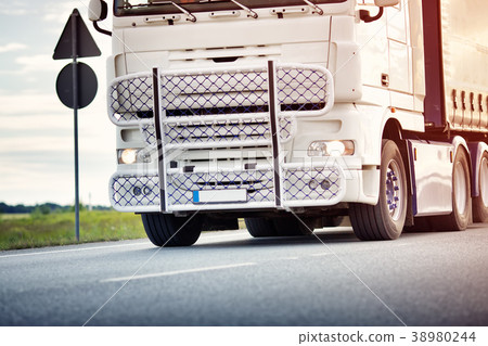 lorry moving on sunny evening lorry moving on sunny evening 38980244