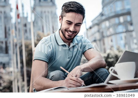 Handsome entrepreneur working outdoors Handsome entrepreneur working outdoors 38981049