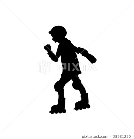 Silhouette girl skating rollerblading sport Silhouette girl skating rollerblading sport 38981230