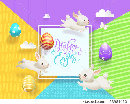 Happy Easter Sale card decorated eggs hanging on 38981410