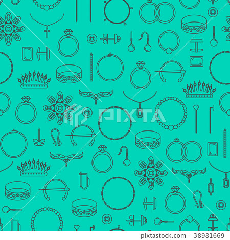 Jewelry Thin Line Seamless Pattern Background - Stock Illustration ...
