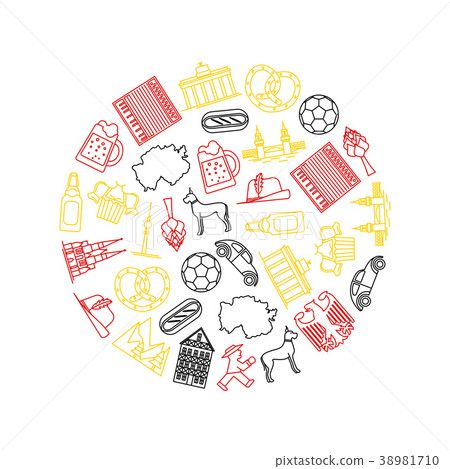Symbol of Germany Thin Line Round Design Template Symbol of Germany Thin Line Round Design Template 38981710