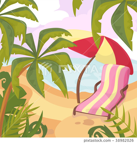 Summertime on the beach. Palms and plants around 38982026