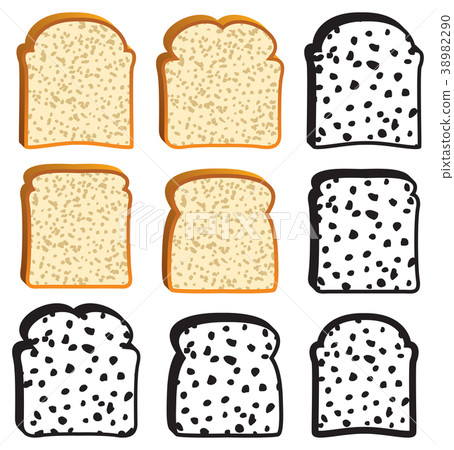 vector collection of white bread slices and icons 38982290