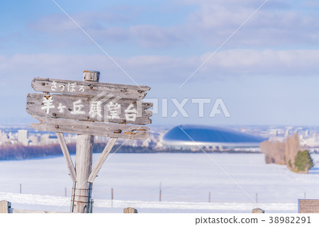 Snow scene from Hokkaido Sapporo Hitsujigaoka observatory in winter 38982291