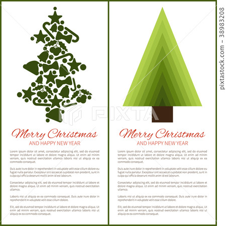 Merry Christmas Happy New Year Posters with Tree Merry Christmas Happy New Year Posters with Tree 38983208