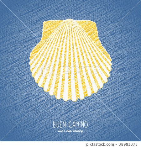 Camino Santiago sign. Symbol. Postcard or banner. 38983373