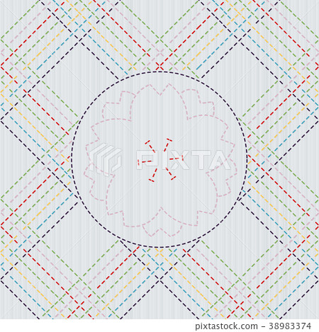 Sashiko. Abstract seamless pattern. Sakura flower. 38983374