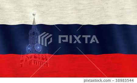 Closeup of Russian flag blown in the wind. Closeup of Russian flag blown in the wind. 38983544