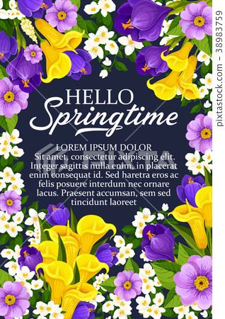 Vector Hello Springtime floral flower bunch poster 38983759