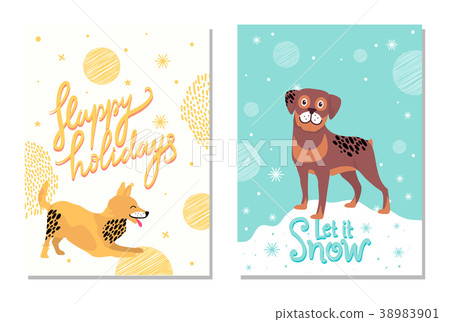 Happy Holidays Let it Snow Postcards with Dogs Happy Holidays Let it Snow Postcards with Dogs 38983901