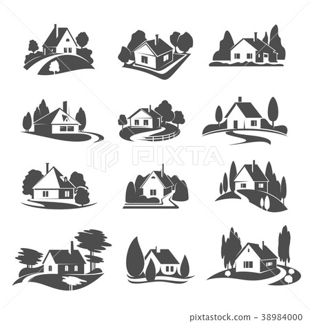 Vector icons of house for real estate company Vector icons of house for real estate company 38984000