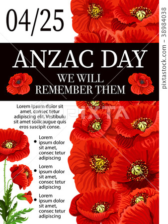 Anzac Day Lest We Forget remembrance vector poster 38984038
