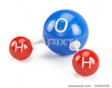 Molecule of Water isolted on white. 3d rendering 38984590
