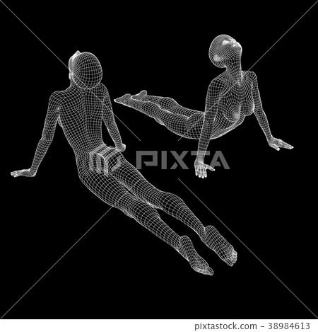 Yoga pose women wire frame perming3DCG illustrations material Yoga pose women wire frame perming3DCG illustrations material 38984613