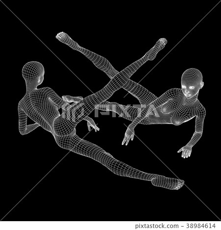 Yoga pose women wire frame perming3DCG illustrations material 38984614