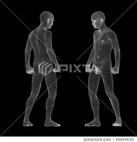Muscles of the men of the wireframe perming3DCG illustrations material Muscles of the men of the wireframe perming3DCG illustrations material 38984630