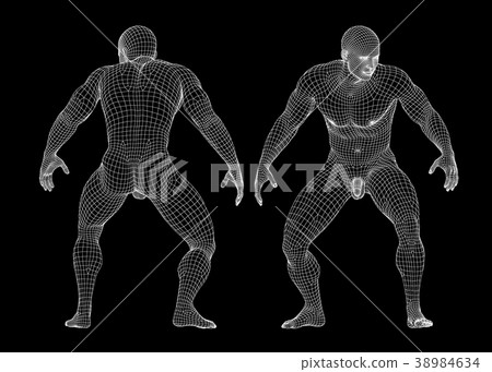 線框perming3DCG插圖材料的人的肌肉 線框perming3DCG插圖材料的人的肌肉 38984634
